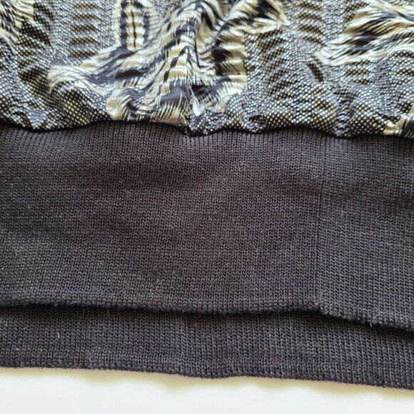 Vintage 80s Fun Funky Metallic Blouse Tag sz 18 Black Silver Leaf Slinky - Picture 8 of 15